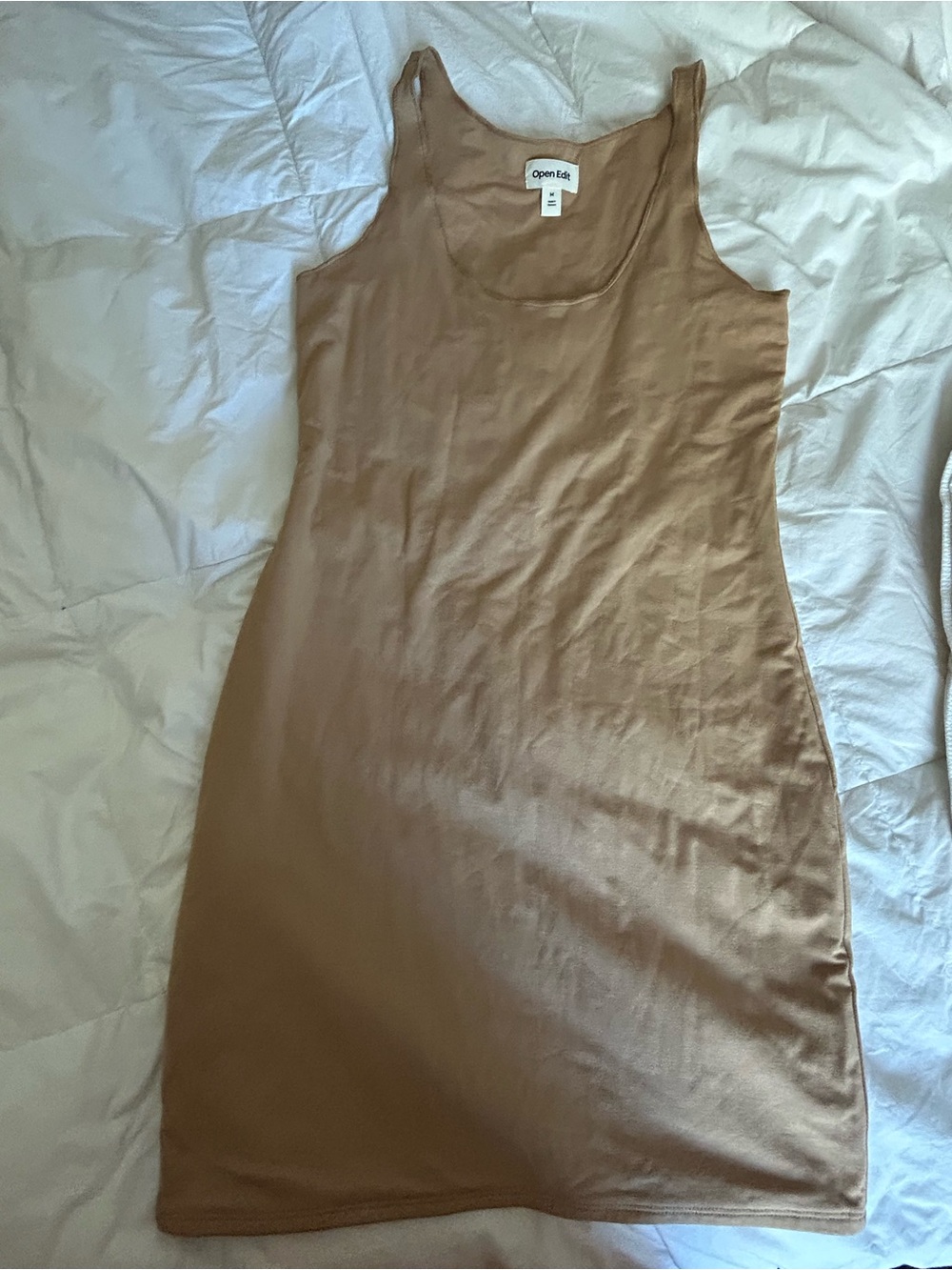 Open Edit Sleeveless Mini Dress in Camel